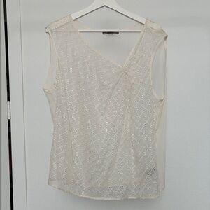 Love21 See through White Sleeveless Eyelet Top
